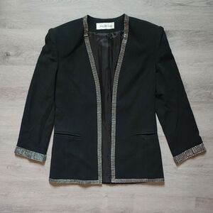 Saks Fifth Avenue David Hayes Women's Wool Vintage Embellished Blazer Size 8
